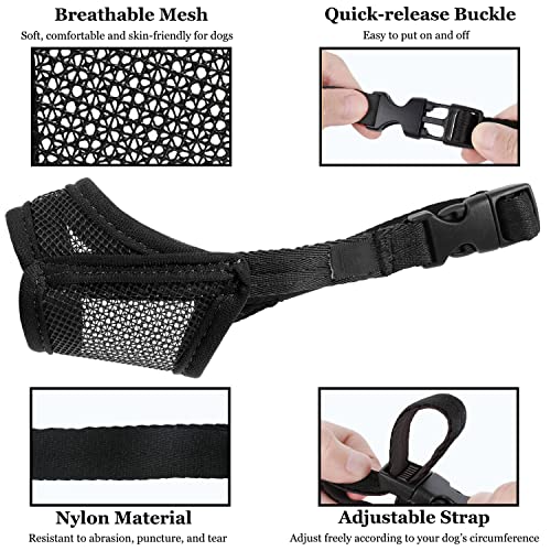 Dog Muzzle, Mesh Muzzle For Small Medium Large Dogs, Soft Dog Muzzle To Prevent Biting Chewing, Drinkable Breathable Adjustable Puppy Muzzle (Xs(Snout: 3¼"-4¼"), Black) #TOP1