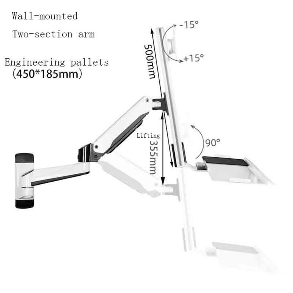 Supporto da Parete per Monitor da Ufficio con Braccio A Doppia Sezione E Vassoio Integrato, Adatto A Schermi da 15 A 27 Pollici. Accessori da Scrivania.
