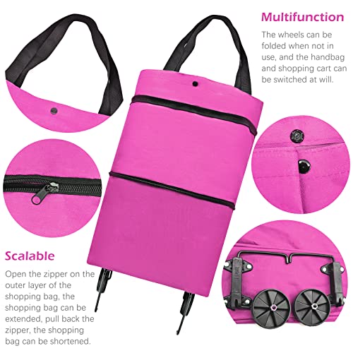 YAXIDAEVER Faltbare Trolley-Taschen,Einkaufstrolley Einkaufstasche mit Rollen,2 In 1 Faltbare Einkaufswagen für Zuhause… – Bild 7