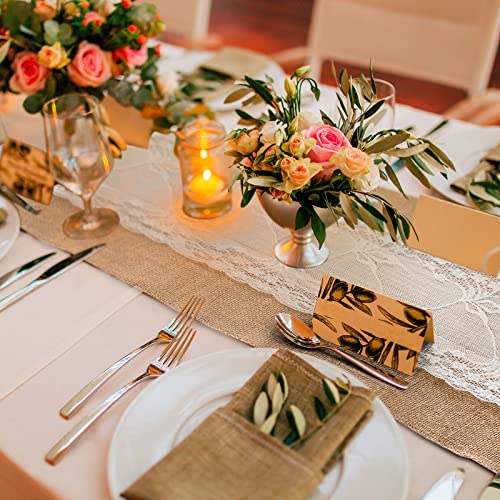 12 Pcs Burlap Table Runners With White Lace Rustic Wedding Table Runner Decor Vintage Romantic Table Cloth Party Favors For Engagement Birthday Hotel Home Table Decor, 12 X 108 Inch (Fresh Style) #TOP3
