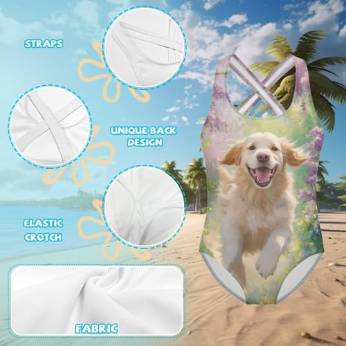 Image of One Piece Swimsuit Girls Cross-Back Bathing Suit 5-14Y Kids Swimwear Cute Swimsuits Sleeveless Bathing Suits