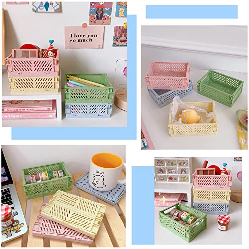 Lighterday 6pcs Collapsible Crates Storage Boxes,Plastic Stackable Storage Baskets,Small Foldable Basket Storage Organiser Box for Office Bedroom Kitchen Drawer Bathroom Toy - Image 4