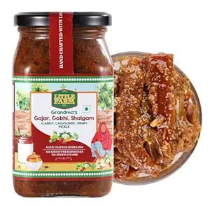 Punjabi Mixed Pickle - Gobhi Gajjar Shalgum ka Achar | Less Oil Mustard Base Homemade Mixed Pickles with Jaggery | No Added Preservatives & Flavours | Traditional Recipe, 450g