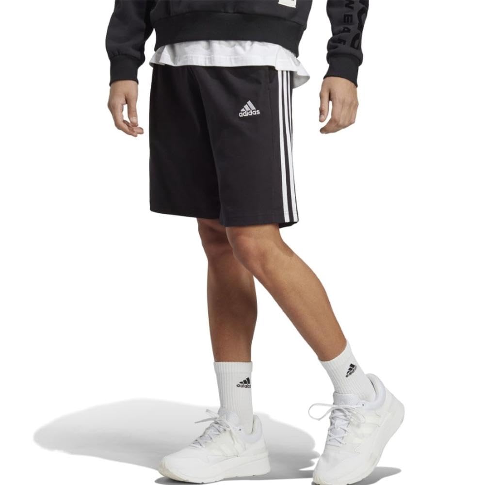 adidas Essentials - Pantalones Cortos Casuales de Jersey Individual con 3 Rayas para Hombre
