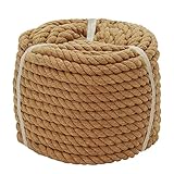 SINYLOO Brown Cotton Rope 3/8 inch × 100 feet Natural Twisted Rope, Nautical Rope for Crafts, Hammock, Plant Hanger, Wall Hangings, Decoration
