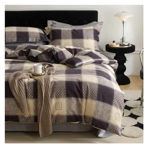 Juego de cuatro piezas de algodón y ropa de cama suave de rayas 3