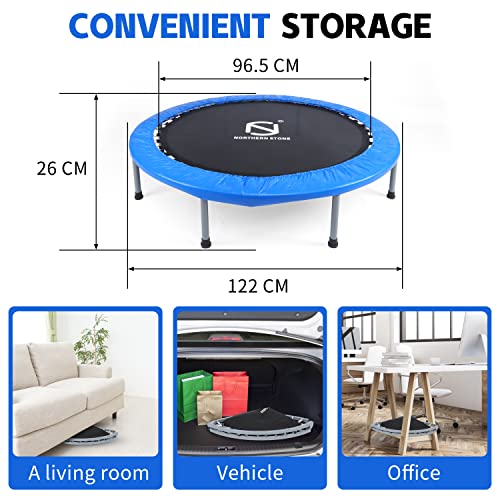 SILVER VALLEY 48'' Premium Fitness Trampoline Aerobic Exercise Folding Rebounder Rebounder with PVC Protective Cover, Exercise Bouncer for Kids Adults Indoor/Outdoor, Up to 125 KG (Blue) - Image 3