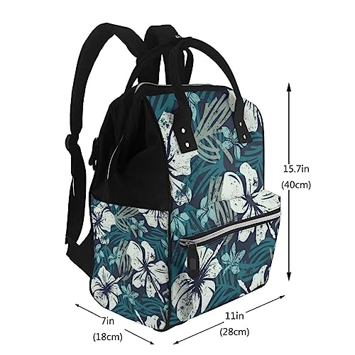 Sac à dos à langer hibiscus noir grande capacité pour bébé - 2