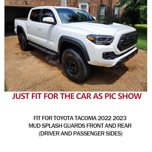 Image of Set of 4 Pcs Mud Flaps Splash Guards Fit for Toyota Tacoma 2022 2023 Mudguards Mudflaps No Drilling Required Mud Splash Guards Front and Rear (Not fit for SR & SR5 & Without Fender Flares Model)