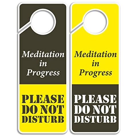 Clever Signs Do Not Disturb Sign - Meditation in Progress, Door Hanger 2 Pack, Double Sided, Ideal for Using in Any Places Cover