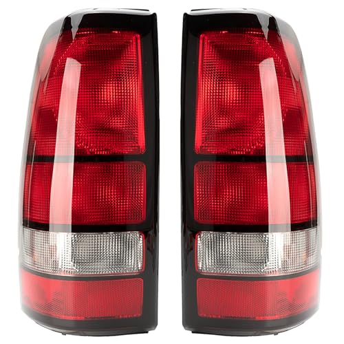 MiKaFex Tail Light Housing Compatible With 1999-2002 Chevy Silverado 1500 2500 3500 1999-2006 GMC Sierra Driver and Passenger Side Rear Brake Lamps Without Bulb Black Edge