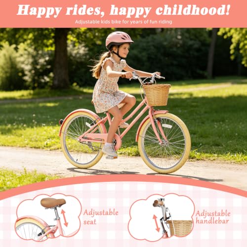 Image of Glaf 12 14 16 18 20 24 Inch Girls Bike for 2-15 Years Old Kids Bike Bicycle | with Training Wheels, Toddler Bike,Girls Cruiser Bicycle, with Adjustable Seat and Handlebar