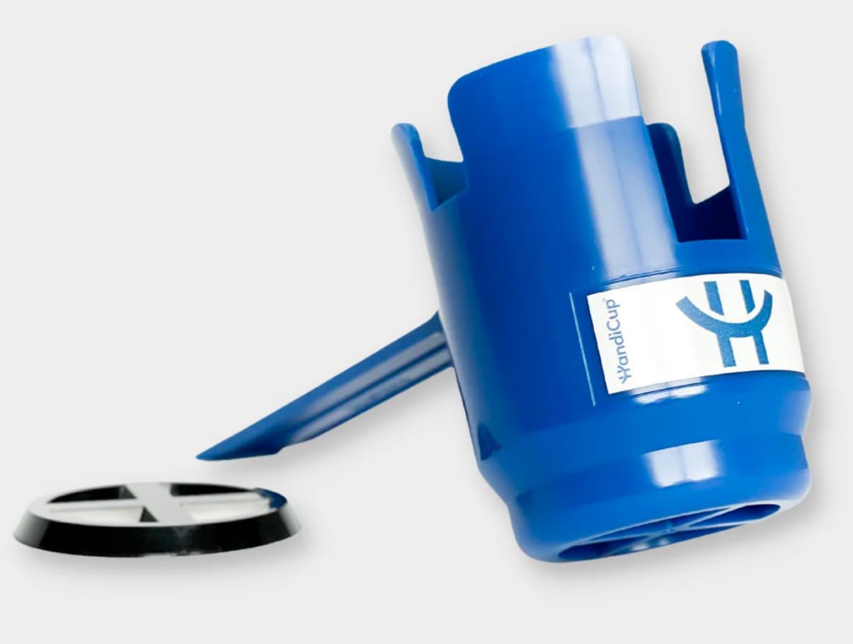 Wheelchair Cup Holder Attachment, Canadian-Made, Accessible Beverage Holder for Full or Limited Hand Function (Blue)