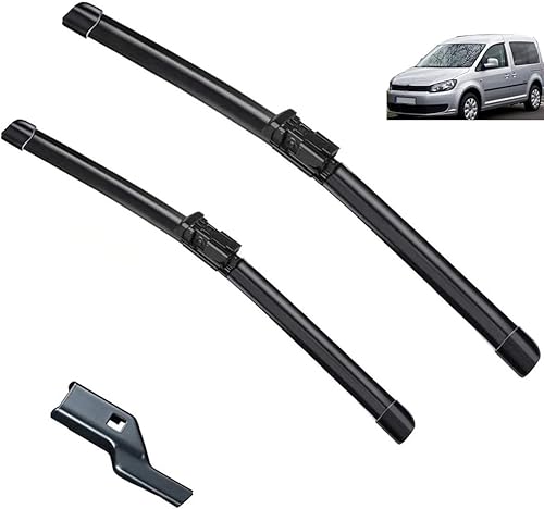 Miniatura 1 de Limpiaparabrisas delantero compatible con VW Caddy MK3 2007-2016, limpiaparabrisas limpio, cepillos de lluvia de automóvil, 24 pulgadas + 18 pulgadas