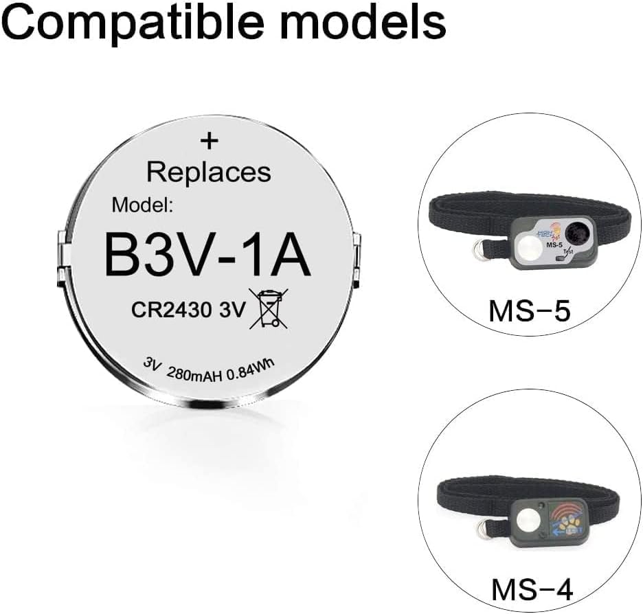 Miniatura 5 de Abeden Baterías de repuesto de litio B3V 1A compatibles con batería de collar electrónico de alta tecnología para mascotas para modelos MS-4 y MS-5,