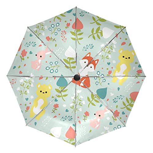 Parapluie pliant automatique ultra-léger et incassable avec motif renard mignon