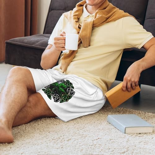 Irish Celtic Shamrock Pajama Shorts for Men, Men's Pajama Bottoms, Sleepwear for Summer4