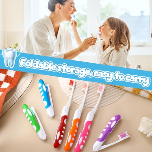 12 Stück Reise Zahnbürste, Klappbare Reisezahnbürste Travel Toothbrush für Unterwegs Camping Reisen Kinder Erwachsene, 12 Zahnbürste