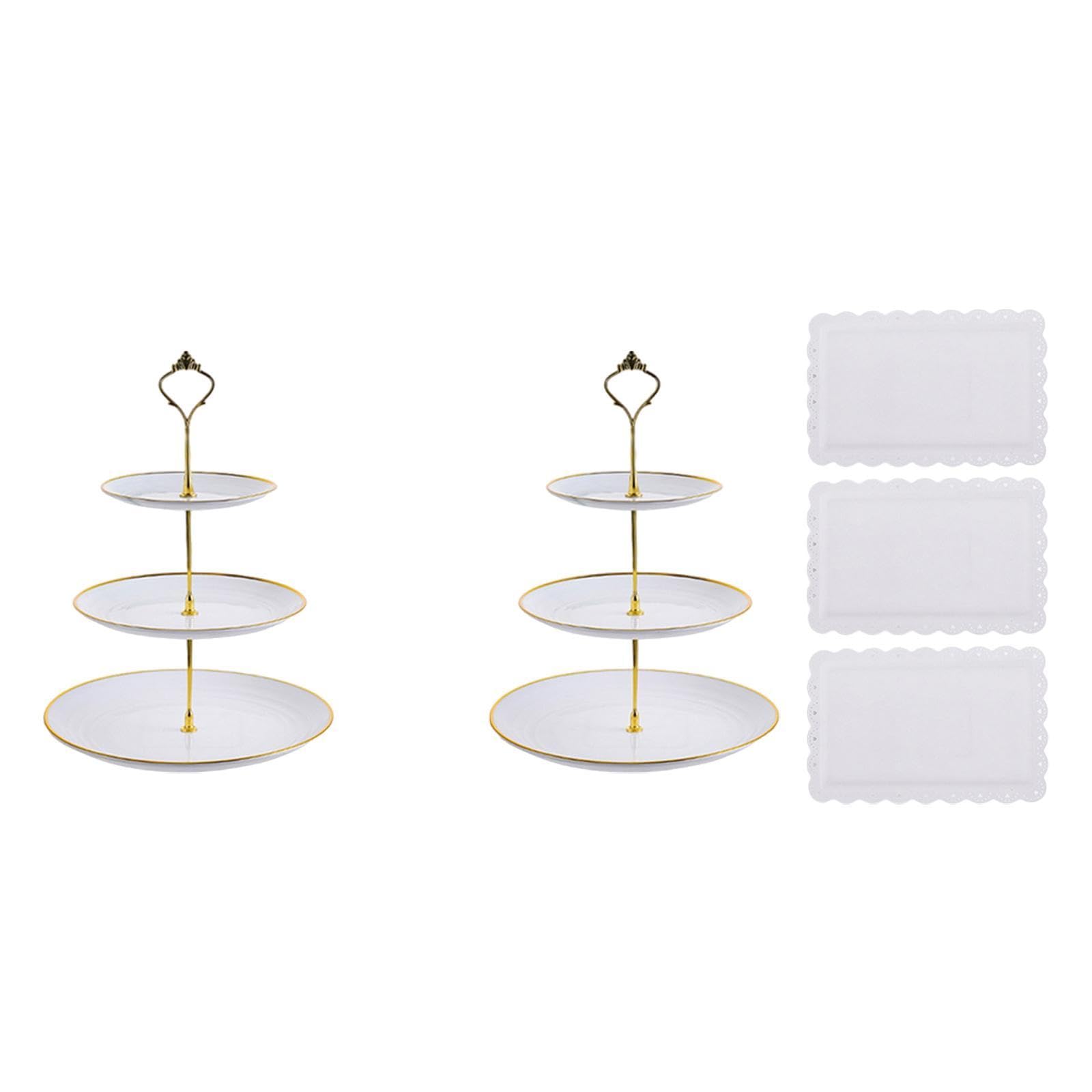 F Fityle 2 Pezzi Alzatine per Cupcake a 3 Livelli con 3 vassoi, Supporto per servire, alzatine a più Livelli per Feste, Style B