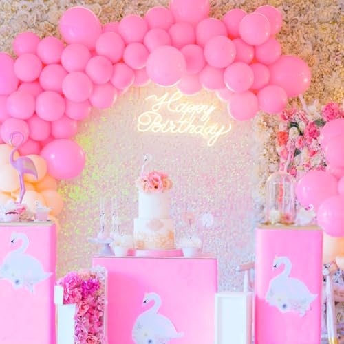 Image of Pink Balloons 100 pcs 12 Inch Matte Pink Balloon for Baby Shower Valentine's Day Princess Bachelorette Birthday Party Decorations