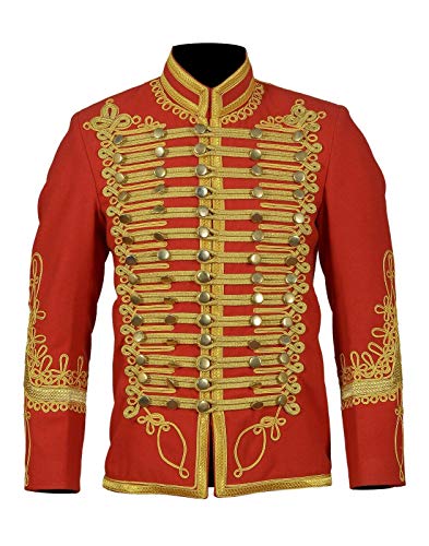 Nuevo uniforme húsar napoleónico estilo militar túnica Pelisse Jimmi Hendrix, rosso