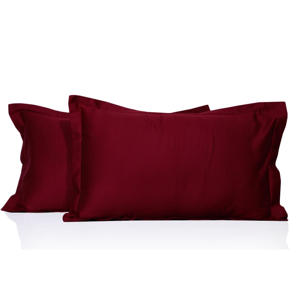 Solid Pattern 100% Egyptian Cotton 500 Thread Count 2 Piece Pillow Shams All Size & Colors (King, Burgundy) by Furnish Homes