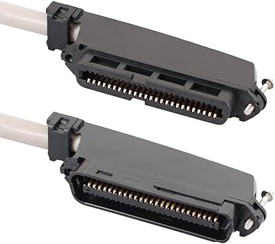 ICC Female to Male 25 Pair Telco Cable 10ft - Cat3 24AWG, 100% Solid Pure Copper, Gray Riser CMR Cable with 90 Degree 50 Pin Telco Connector for Voice and Low Data PBX Applications, 10 Feet