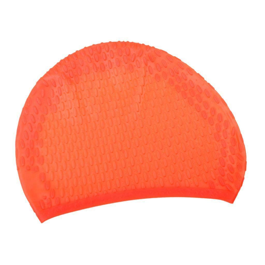 3NH® Adults Silicone Bubble Swim Cap Elastic Waterproof Swimming Pool Hat Orange-image-44
