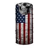 SA Company Face Shield Micro Fiber Wind, Dirt Bugs.Keep Warm On Cool Days. Worn as a Balaclava, Neck Gaiter, Head Band, Doo RAG For Hunting, Fishing Cycling and Salt Lovers. - American Flag Skull