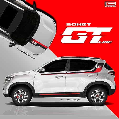 Image of GT Edition Decal Made for Kia Sonet | Colour - Glacier Pearl White | Size - 30.5 x 7 cm