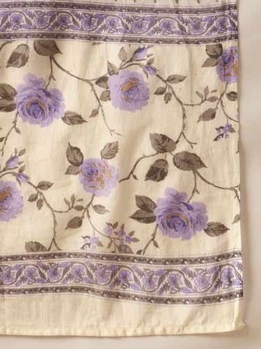 Image of INDO ERA Women's Off White Pure Cotton Embroidered A-Line Kurta & Pant with Dupatta Set (IESTR5362)