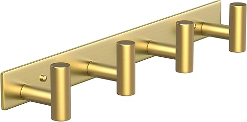 Miniatura 1 de Perchero montado en la pared, 4 ganchos, riel de gancho de acero inoxidable resistente para toallas, abrigos, sombreros, bolsos, chaquetas, ganchos