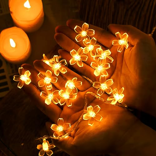 Jacuxlss L-HYD-TM10M-WARM WHITE Plug In 100 Led Decorative Fairy Flower String Lights, 33Ft Warm White Cherry Blossom Tree Wall Hanging Diy Christmas Decorations, Cute Floral Lamp For Garden Bedroom Classroom Dorm Decor thumb #2