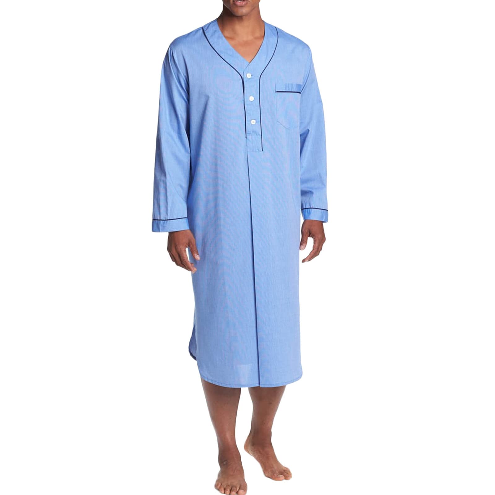 Pyjama Homme Ete Coton Léger Long, Pyjama Homme Ete Long Boutonné Devant, Peignoir Musulman Ample, Peignoir Pour Le Salon, Vêtements Style Japonais, Vêtements Printemps Été, Sleepwear Respirant