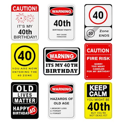 40th Birthday Decorations - 9PCS Over the Hill 40th Birthday Decorations for Men Women Funny You're 40 Birthday Signs for 40 Birthday Party Door Windows Yard Garden Decor Cheers to 40 Years Old Photo Booth Props
