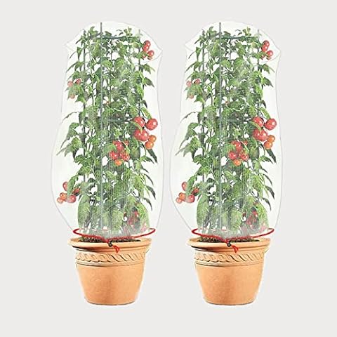 Flrsucby Plant Cover Bags Insect Bird Barrier Netting Mesh with Drawstring, 2.3*3.3ft Garden Bags, Fruit Tree Protect Netting, for Pest, 2pcs, White, 100cm*70cm (XSW_23) Cover