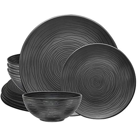 Bzyoo 12 Piece Melamine Dinnerware Set Cover