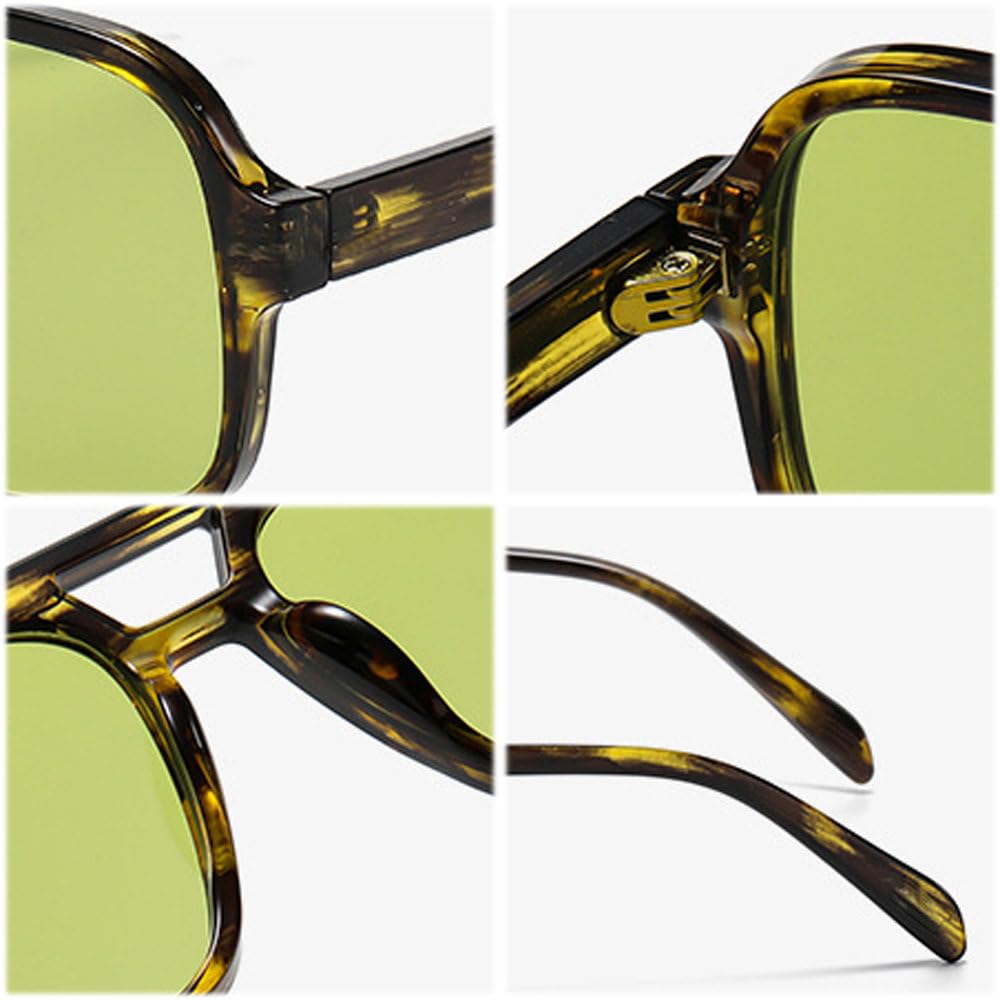 Okulary przeciwsłoneczne damskie Retro Double Bridges Square Luxury Fashion Yellow Green Shades UV400 Gradient