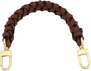 GOXTECH 12 Inches Genuine Leather Top Braided Handle Suitable for Hobo Bucket Bags Pochette Bag (Dark Brown)