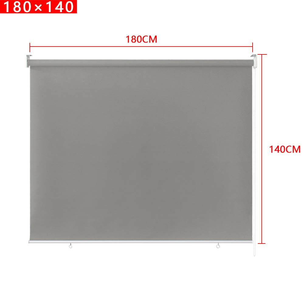 YRHome Roleta zewnętrzna, markiza pionowa, roleta balkonowa, 180 x 140 cm, markiza balkonowa, ochrona przed słońcem, 100% nieprzejrzysta, odporna na promieniowanie UV, ochrona przed wiatrem, szara