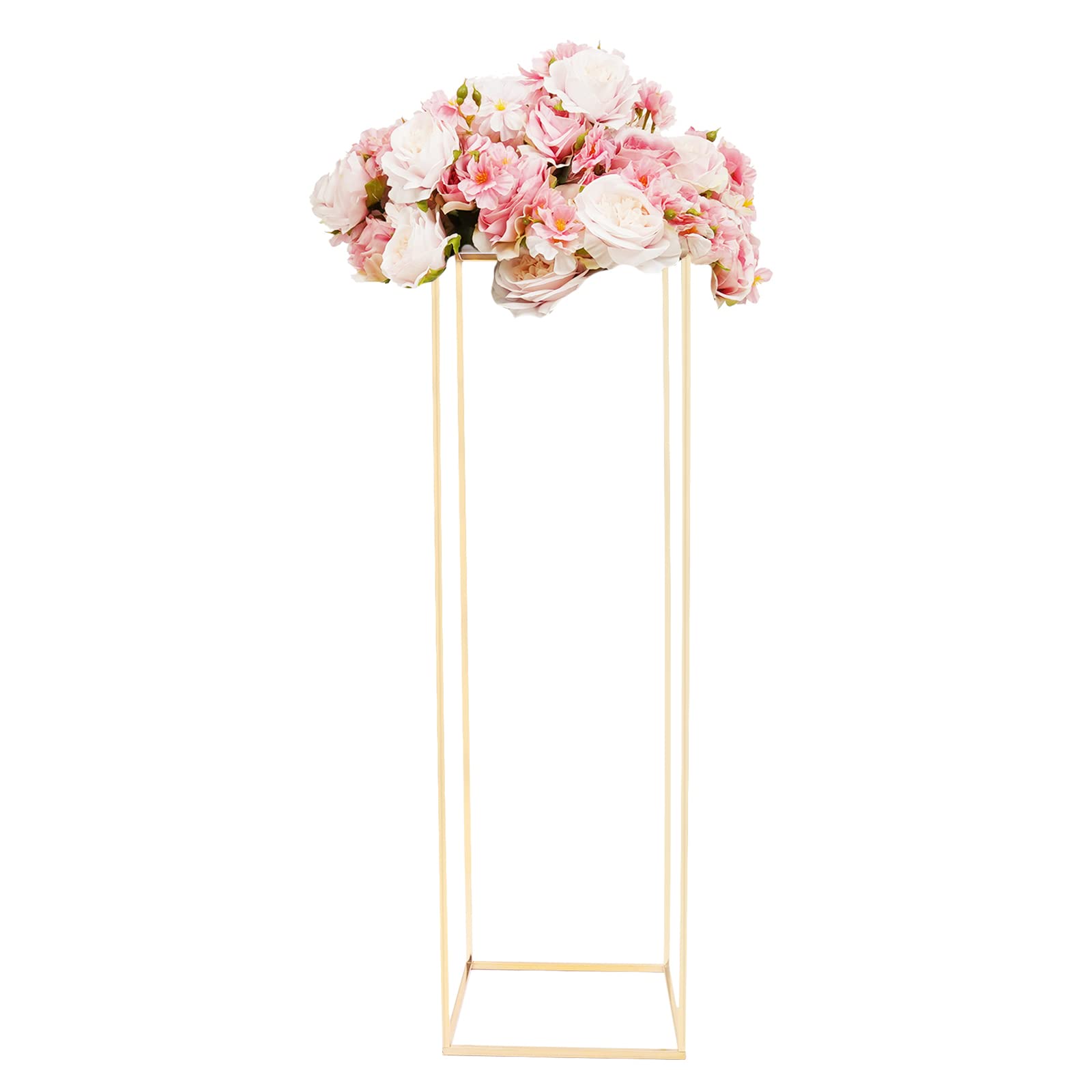 MINRS Soporte de metal para plantas, taburete alto para flores, 100 cm de alto, sólido y resistente, rectangular, para decoración en salón, dormitorio u oficina, color dorado