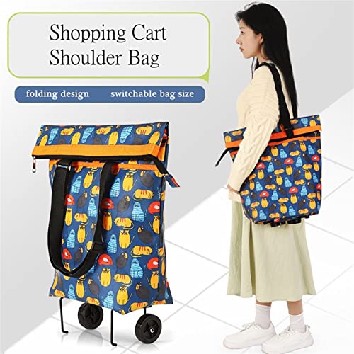 STTTBD Zusammenklappbarer Einkaufstrolley, Faltbarer, wiederverwendbarer Einkaufswagen auf Rädern, Einkaufstasche for… – Bild 5