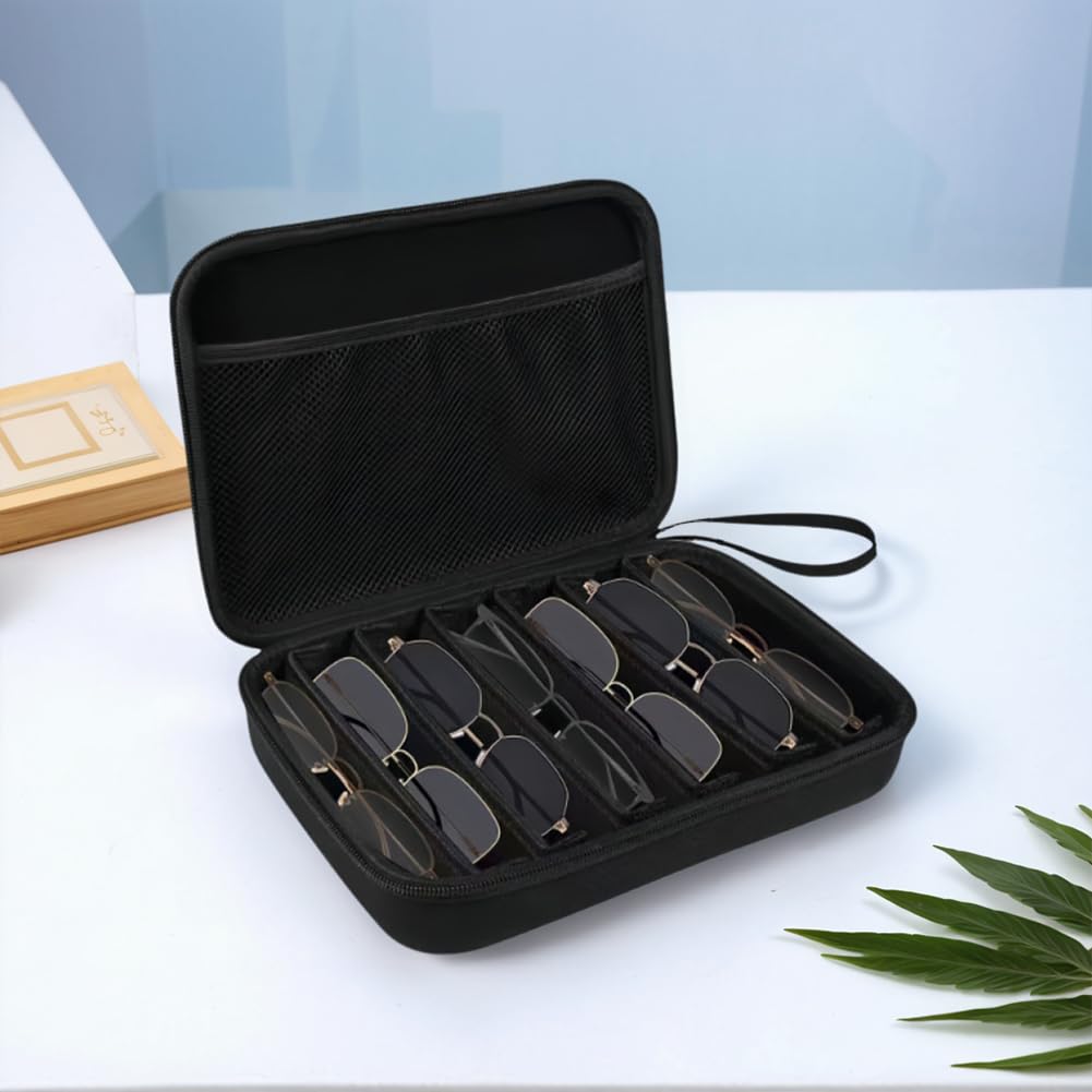 Hartschalen-Sonnenbrillen-Organizer mit 4/7 verstellbaren Fächern – Reise-Brillenetui