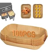 100 PCS Air Fryer Liners, Disposable Air Fryer Paper Liners, Air Fryer Liners Square, Airfryer Pa...