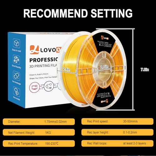 Image of LOVOON Silk Dual-Color PLA Filament with Black and Gold,1.75mm PLA Filament DualColor Change by Angle,Compatible with Most FDM 3D Printers,1kg(2.2lbs) /Spool