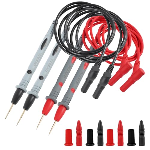 2 Pack Silicone Test Leads Multimeter Probes with Gold Plated Tips 48 Inch Flexible Multi Meter Leads CAT III 1000V CAT IV 600V 20A Compatible with Digital Multimeters and Clamp Meters