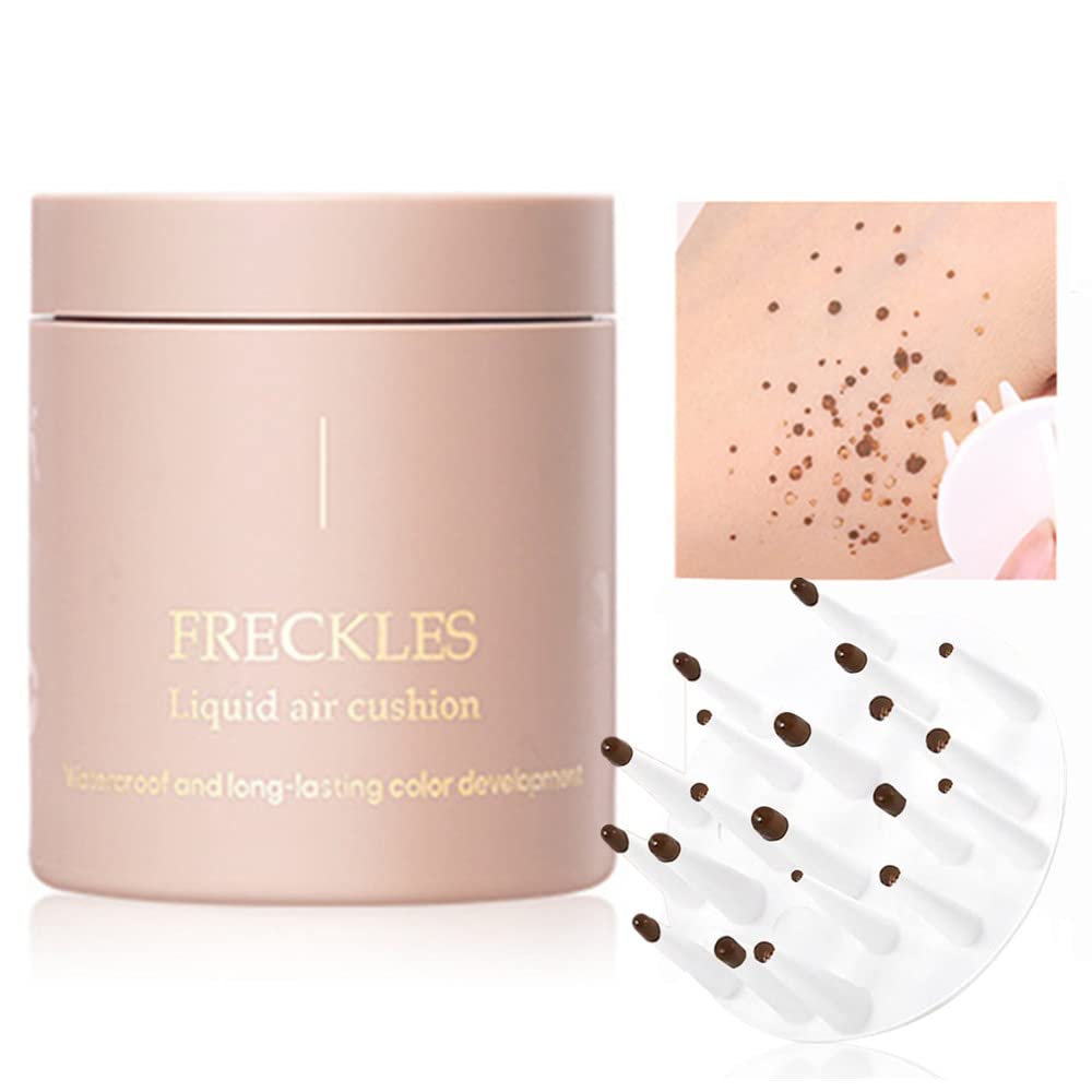 Go Ho Upgraded Freckle Stamp Pen Makeup,Magic Liquid Fake Freckles Air Cushion,Quick Drying Natural Looking Long Lasting Freckle Tattoo Sunkissed Face Makeup