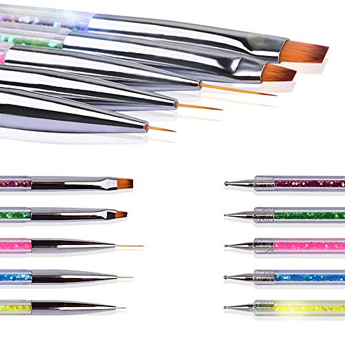 EBANKU 5 Stück Nagel Pinsel Set Punktierung Stift, Nail Art Dotting Pen Tools Nail Art Liner Nageldesign Kit Nagel Kunst… – Bild 4