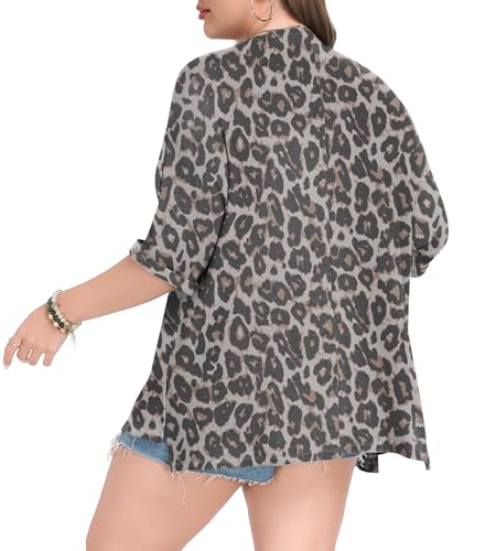Image of Lastshe Womens Plus Size Cardigan Short Sleeve Lightweight Loose Cover Ups Open Front Sweaters Summer Cardigan