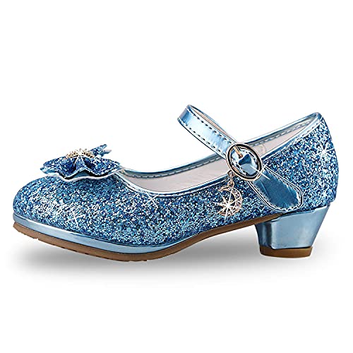 Girls Princess Shoes Sequins Sweet Bows High Heels Wedding Party Dress Shoes Dance Bright Diamond Cosplay Christmas Festival Shoes Pink Blue Purple Gold Silver - Image 3